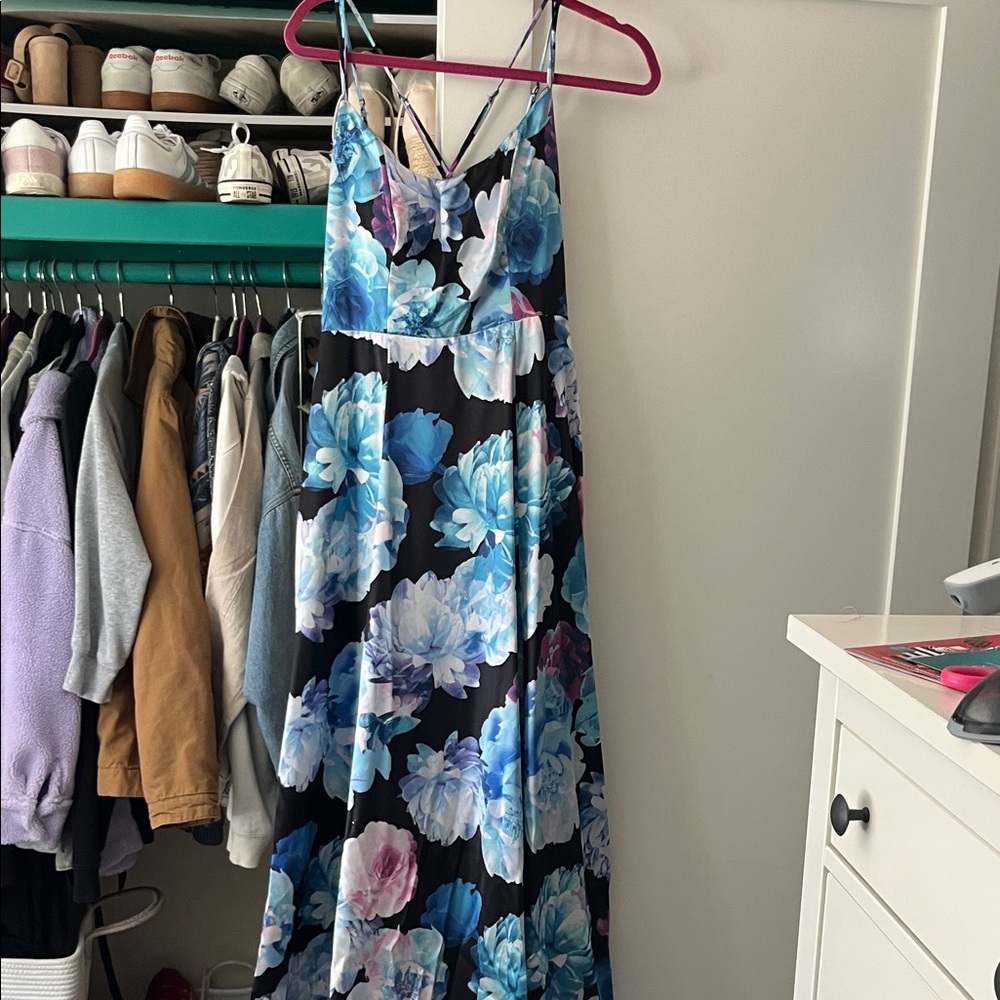 Crystal Doll Red Nail Accent with Blue & Purple Fabric Detail